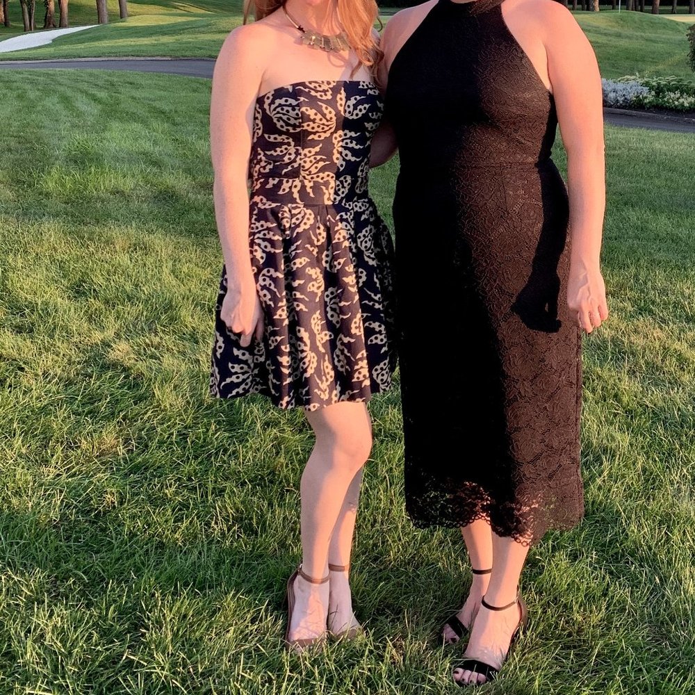 NSR Black Lace Halter Midi Dress